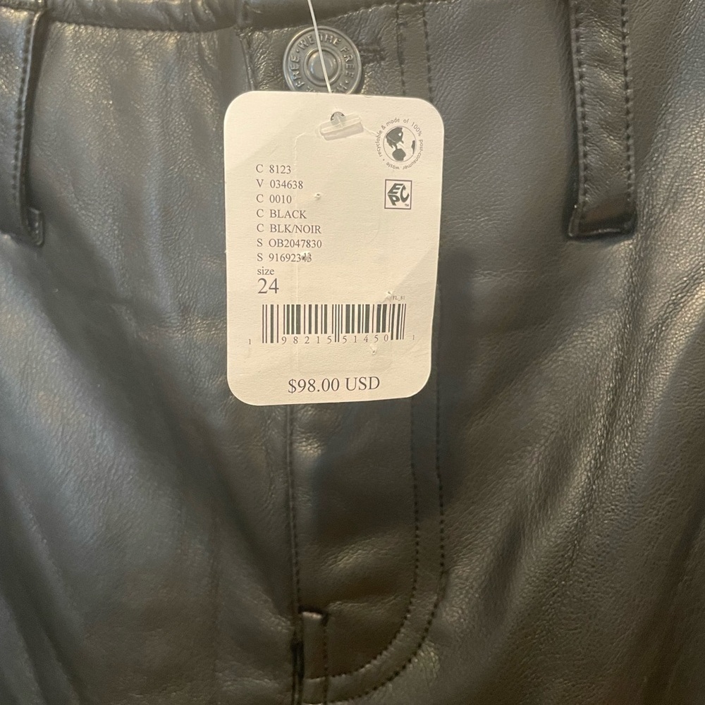 We the Free Black Faux Leather Flare Pants Size 24 NWT - Picture 2 of 5
